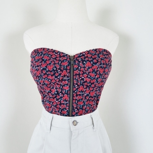 Free w/ Purchase Jessica Simpson Floral Corset Red Roses Zip-up Front Closure - Picture 7 of 13